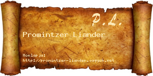 Promintzer Liander névjegykártya